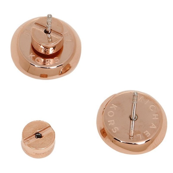Michael Kors Heritage Logo Rose Gold Stud Earrings - Picture 3 of 5